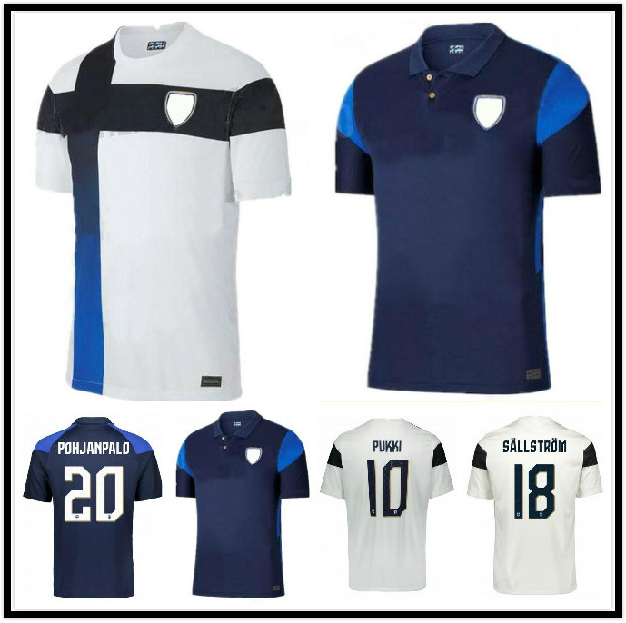 

2021 Finland National Team Soccer Jerseys KAMARA PUKKI SKRABB RAITALA JENSEN ARAJUURI Suomi Home White Men Football Shirts Uniform, Black