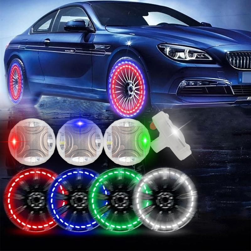 

Interior&External Lights 4×4 Color Solar LED Gas Nozzle Lamp Car Wheel Night Warning Lamps Ambient Light Tire Valve Caps Neon