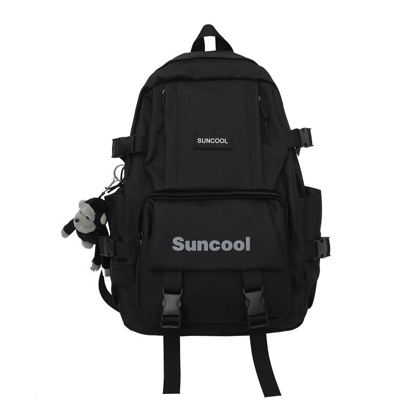 

Backpack Unisex Fashion Women College Book Bag Travel Multi Pocket Cool Solid Color Coated Oxford Cloth Boy Casual School Bags