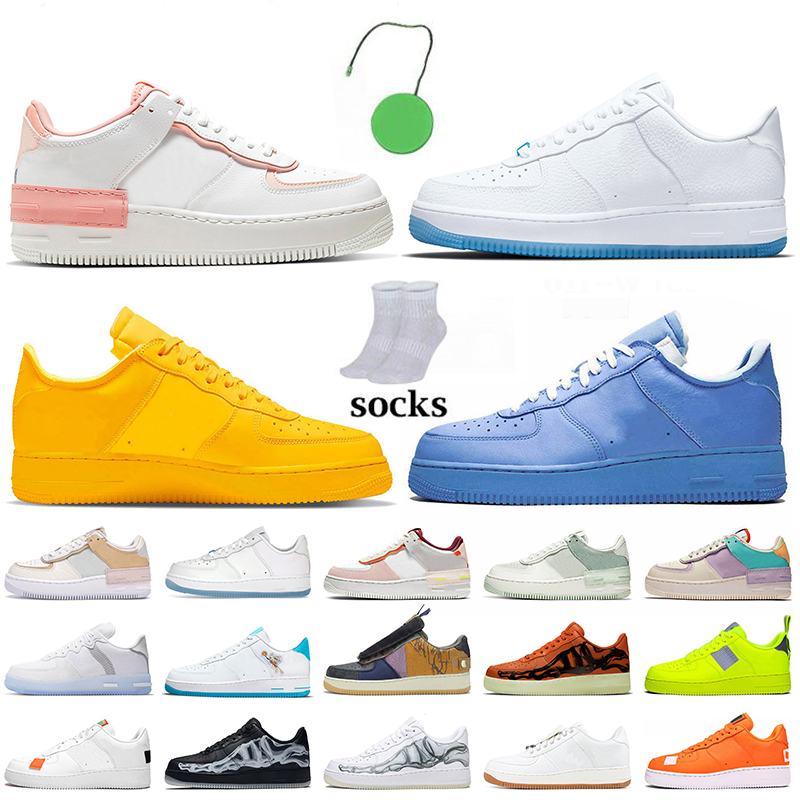 

2022 Plaform Sneakers Shadow Coral Pink 1 Running Shoes Forces Women Men LX UV Reactive Skeleton Black White AirForce MCA Blue Sports Trainers Off Size 36-45, No.21 low black 36-45