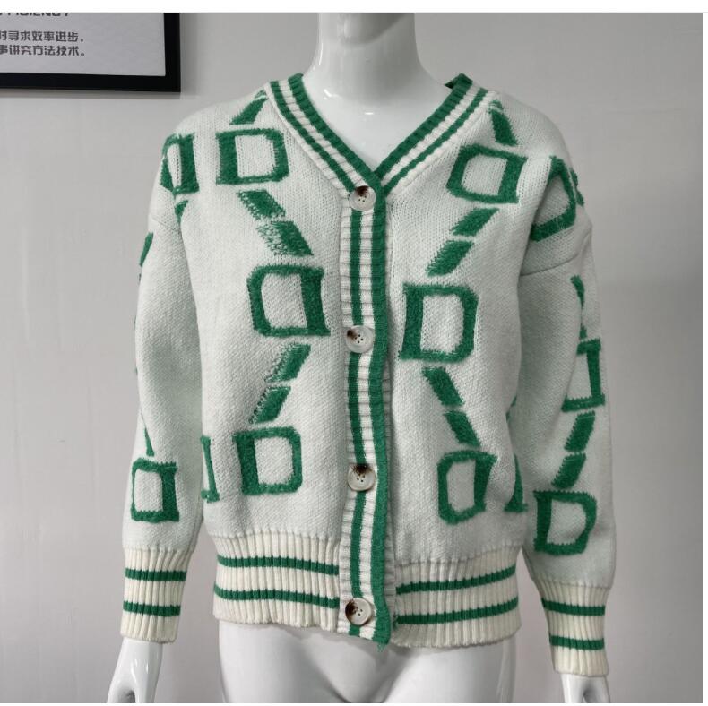 

Spring Women' Cardigan Knitted sweaters Korean Fashion Stripe Wool desingers Sweater for Women Winter Long Sleeve V-neck Casual Knitwear Coats Female, Gray