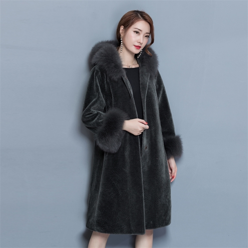 

WYWAN autumn and winter woolen coat female Mid-Long Korean temperament women's Outerwear woolen coat Women 211019, Black