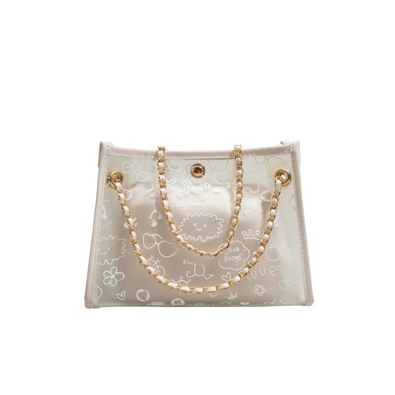 

Duffel Bags Maxdutti Big Summer Bag Women High-Capacity Chain Tot Fashion Print Transparent UnderarmBag Shoulder Women's, Picture color
