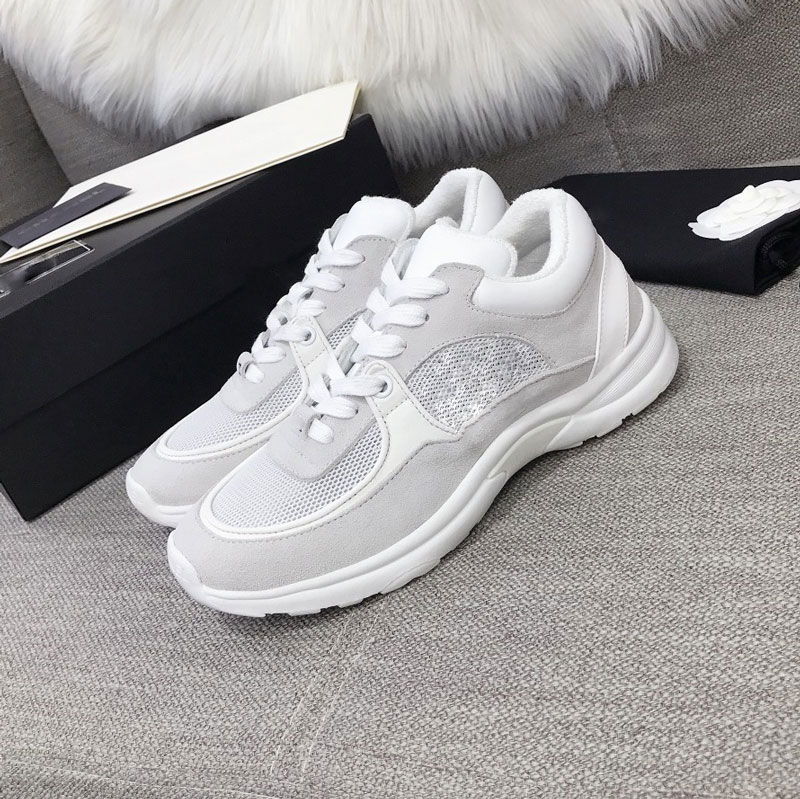 

2021 designer sports men's and women's reflective casual shoes party calfskin mixed towel velvet fiber quality matching bags 35-40, Black