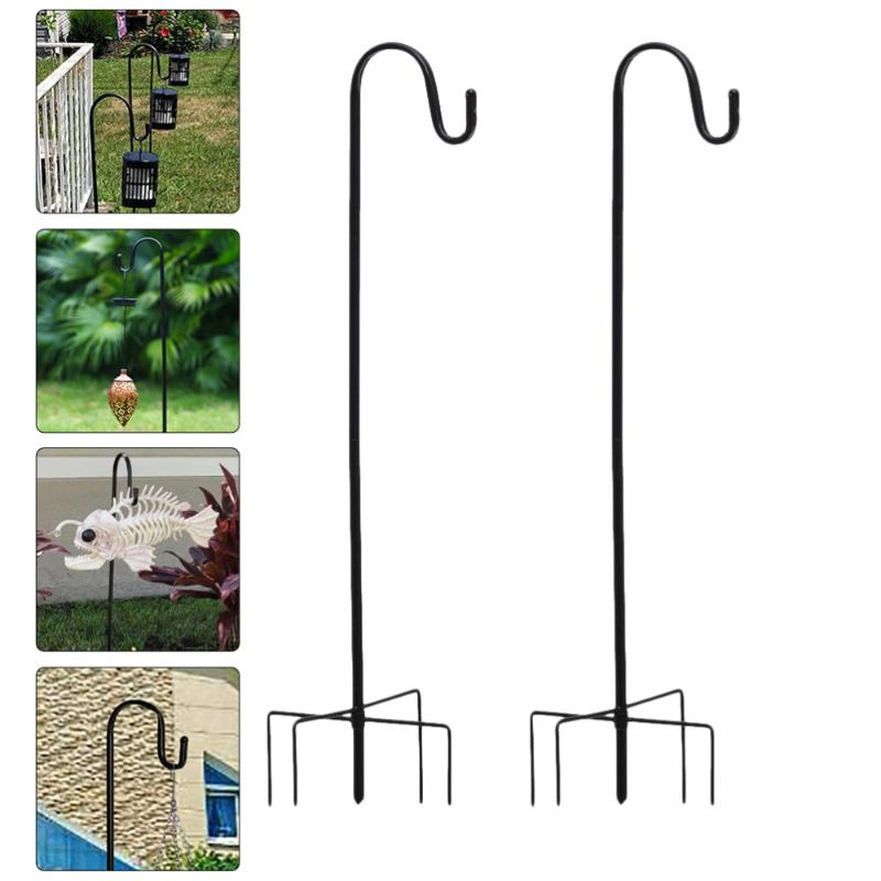 

2Pcs Shepherd Hooks Plant Hanging Hook Gardening Tool Iron Stand (Black) & Rails