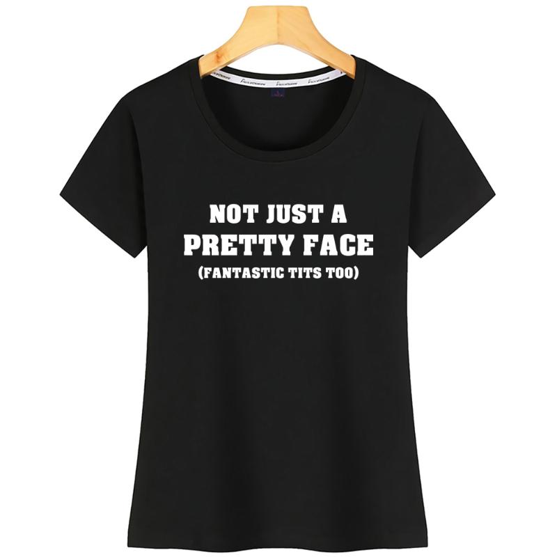 

Women's T-Shirt Tops T Shirt Women Not Just A Pretty Face Fantastic Tits Too O-Neck Vintage Short Tshirt, Yellow