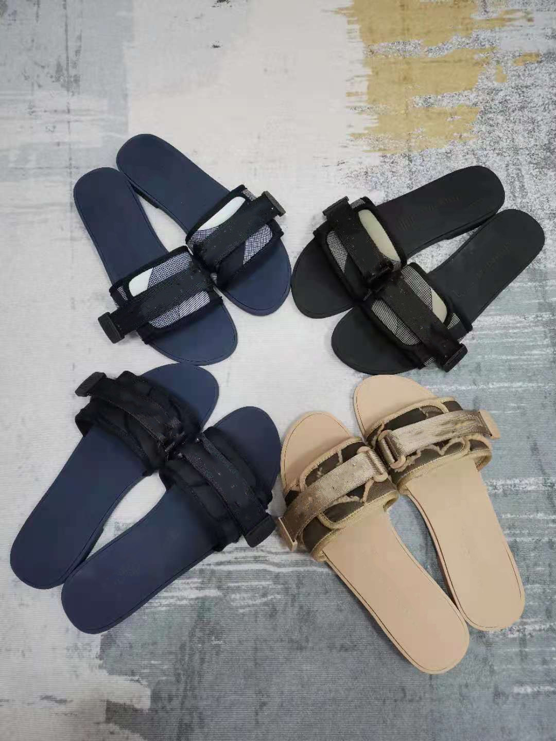 

2021 summer ladies slippers fashion designer comfortable adjustment Velcro 35-42, Black