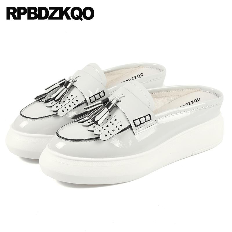 

Slippers Mules Shoes Casual Platform Slides Women Fashion Designer Slip On Wedge Sandals 5 2021 Most Products Leather, Black