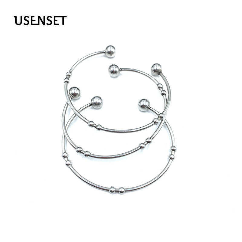 

Polished Stainless Steel Beaded Bracelets Adjustable Bracelet for Girls New Style Charm Jewelry Gifts Q0719