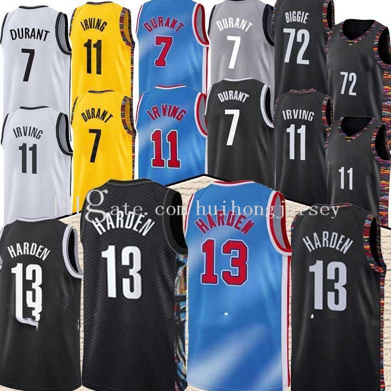 

2021 New Brooklyns 13 Harden Jersey Kevin 7 Durant Kyrie 11 Basketball Irving Jersey Black 2021 City Blue Uniform New Season basketball jesreys