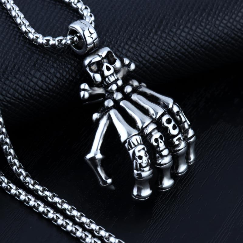 

Pendant Necklaces 2021 Men Fashion Multilayer Hip Hop Punk Necklace Skull Chain For Boy Goth Jewelry Couples Choker Gifts, Silver