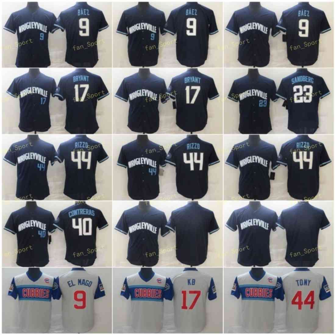 

City Connect Wrigleyville 40 Willson Contreras Baseball Jerseys 9 Baez 17 Bryant 23 Ryne Sandberg 44 Anthony Rizzo Stitched Flexbase Cool Base Blue Grey, Men