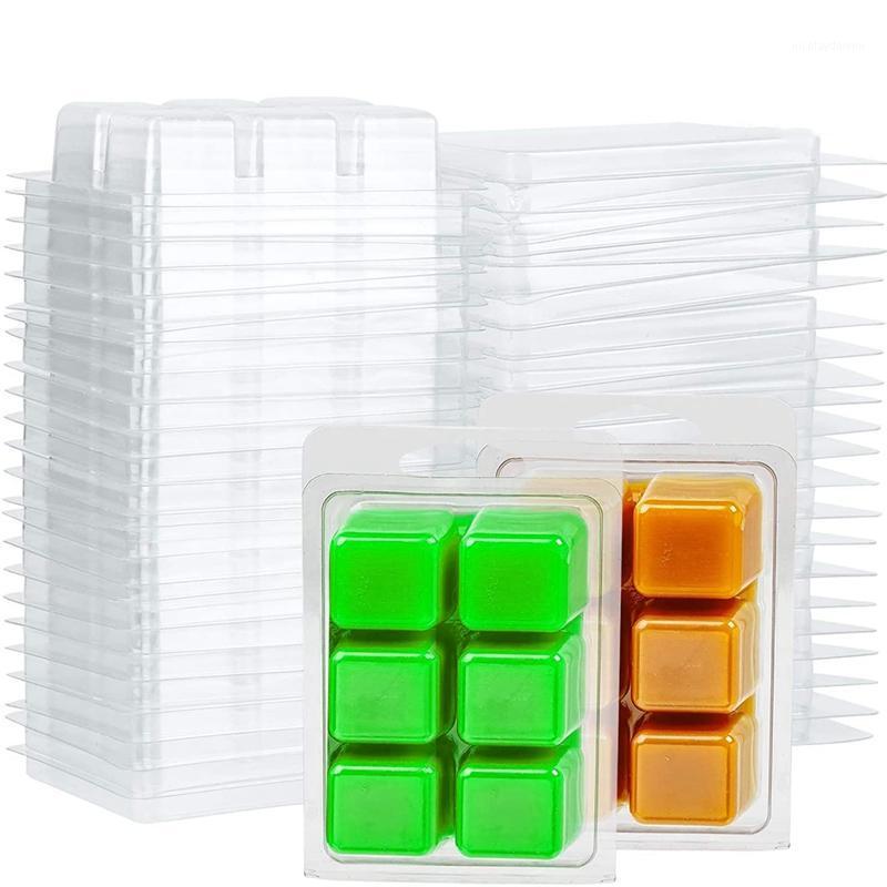 

Craft Tools 100 Packs Wax Melt Clamshells Molds Square, 6 Cavity Clear Plastic Cube Tray For Candle-Making & Soap