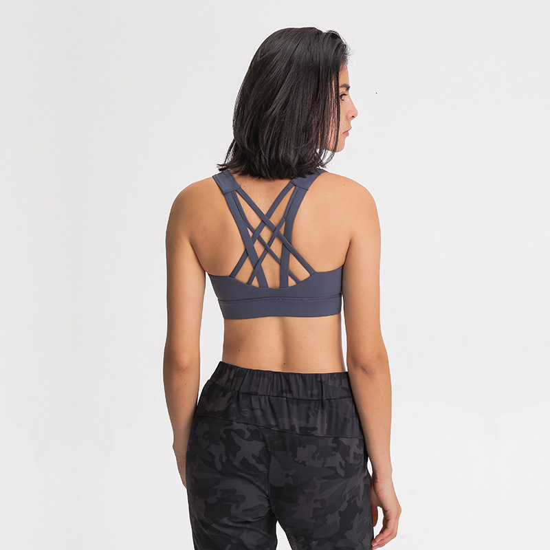 

cross 2021 summer double-sided single grinding sports bra back shockproof upholstery high intensity underwear, White