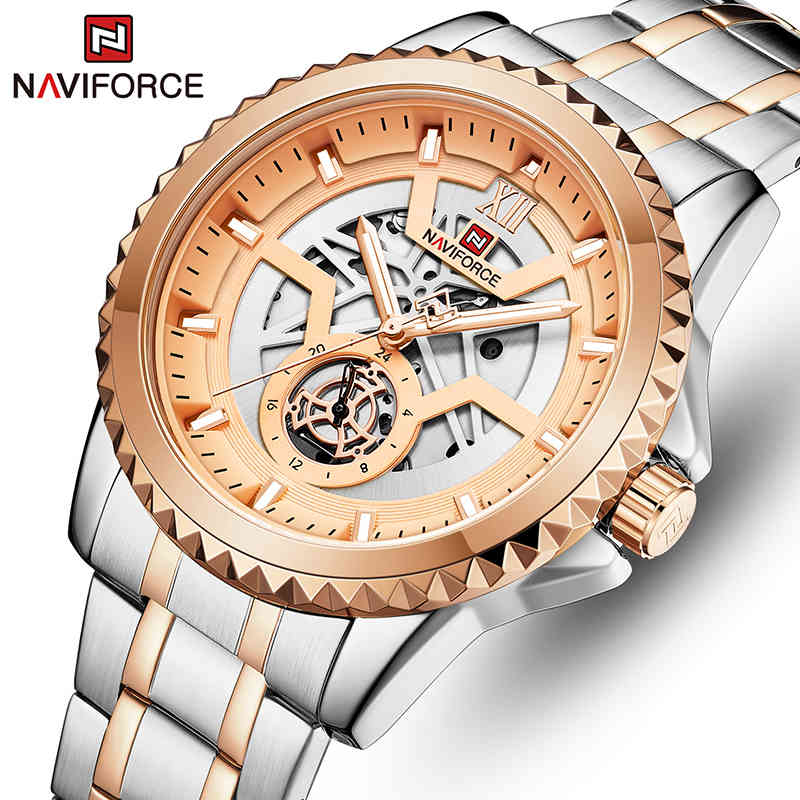 

NAVIFORCE Watches Top Luxury Brand Sport Watch Men Stainless Steel Quartz Wristwatch Date Male Clock Relogio Masculino 210517, Silver blue