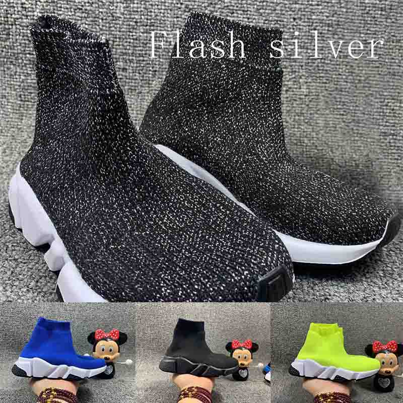 

Luxury Childrens Speed boots Trainer 2021 Born Baby Runner Sneakers Red Triple Black Oreo Fashion Flat Socks Boot Kids Girls Casual Shoes., A2