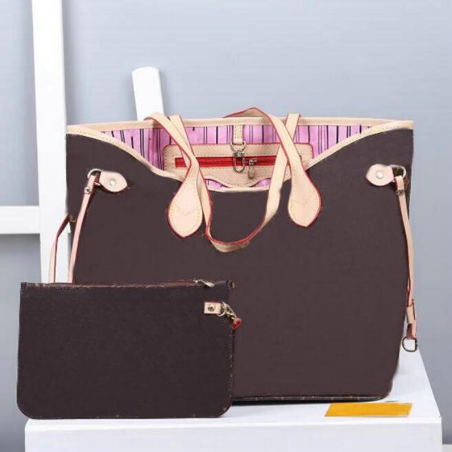 

fashion women 2pcs/set shopping handbags 40156 ladies designer composite bags lady clutch bag shoulder tote female purse wallet 36CM, Brown flowers