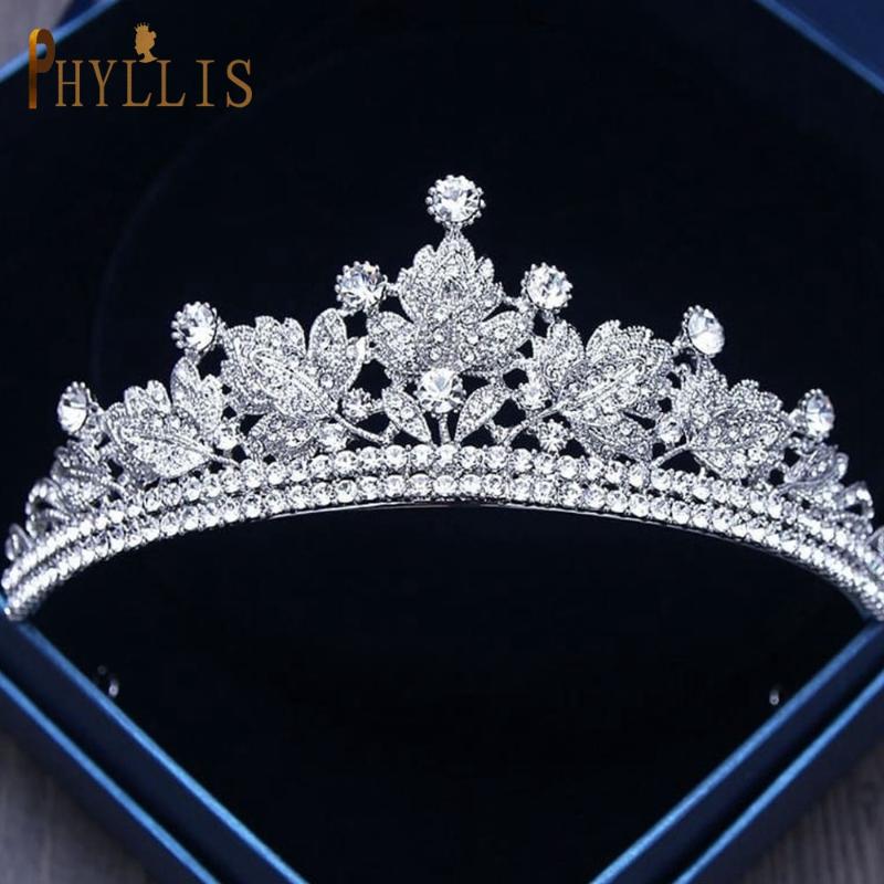 

Hair Clips & Barrettes A02 Crystal Women Tiara Baroque Headband Crown Princess Queen Diadem Leaves Wedding Accessories Bridal Headpiece Head, Golden;silver