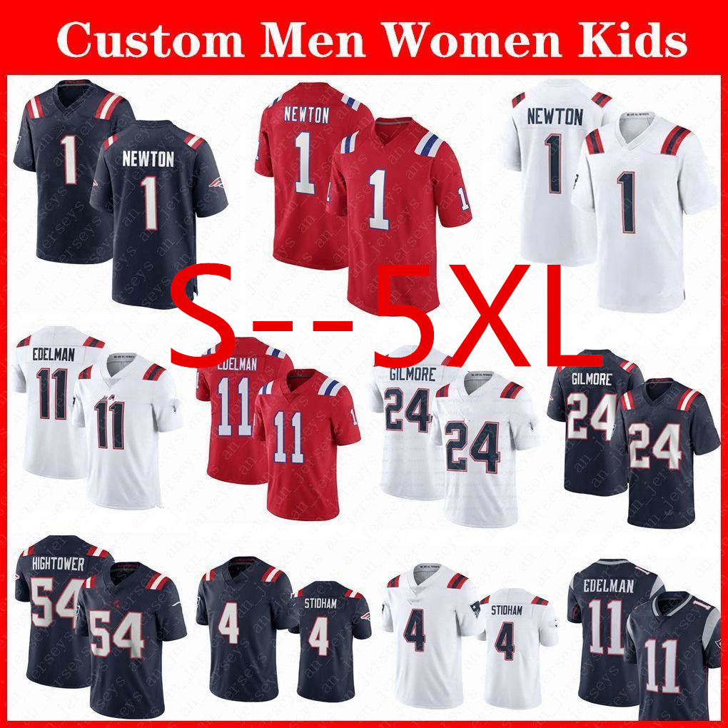 

1 Cam Newton 11 Julian Edelman Football Jersey 24 Stephon Gilmore 86 Hunter Henry Matthew Judon Jonnu Smith Jarrett Stidham Custom 10 Mac Jones Patriot Dugger 4XL 5XL, Shown