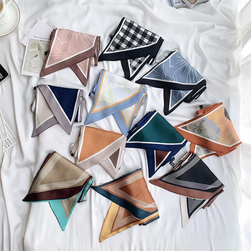 

Scarves Long Small Silk Scarf Narrow Hair Band Streamer All-match Decorative Neckerchief Korean Retro Tie Bag Wrapped Women, Blue;gray