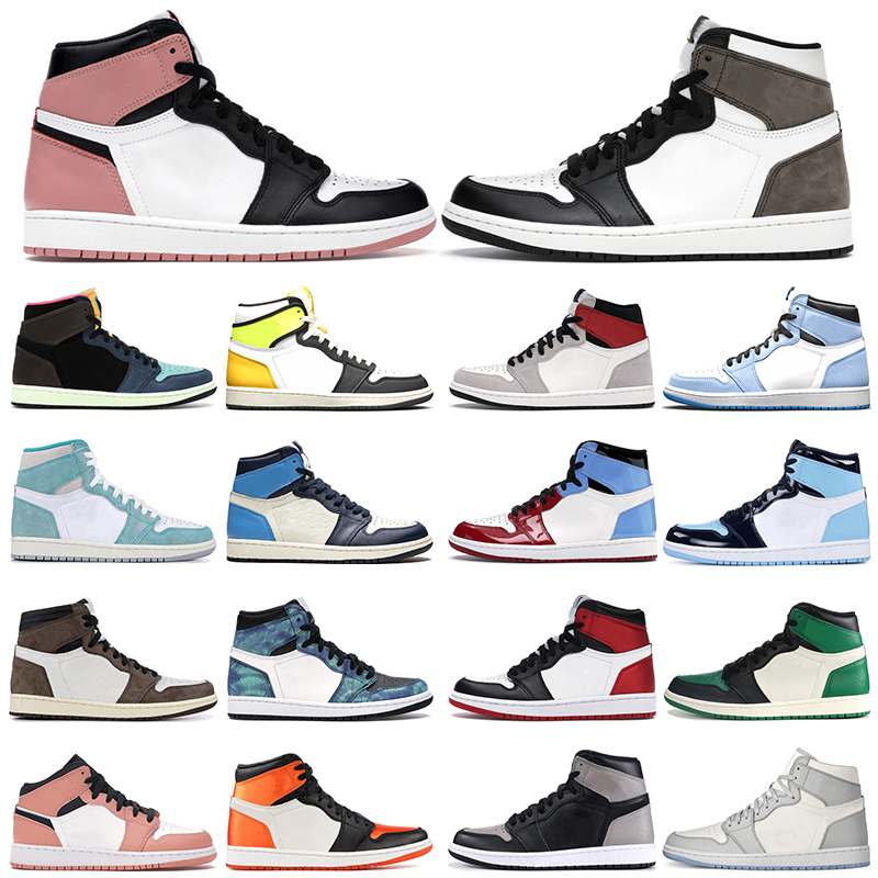 

University Blue jumpman shoes 1 OG Dark Mocha Obsidian Turbo Green Mens Basketball Trainers 1s Sports Sneakers Size 36-46, Color 14