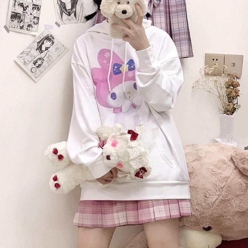 

Women' Hoodies & Sweatshirts Autumn Winter Women Fleece Hoodie Japanese Cute Lolita Cartoon Print Sweatshirt Fashion Oversized Ladies Pullo, Standard