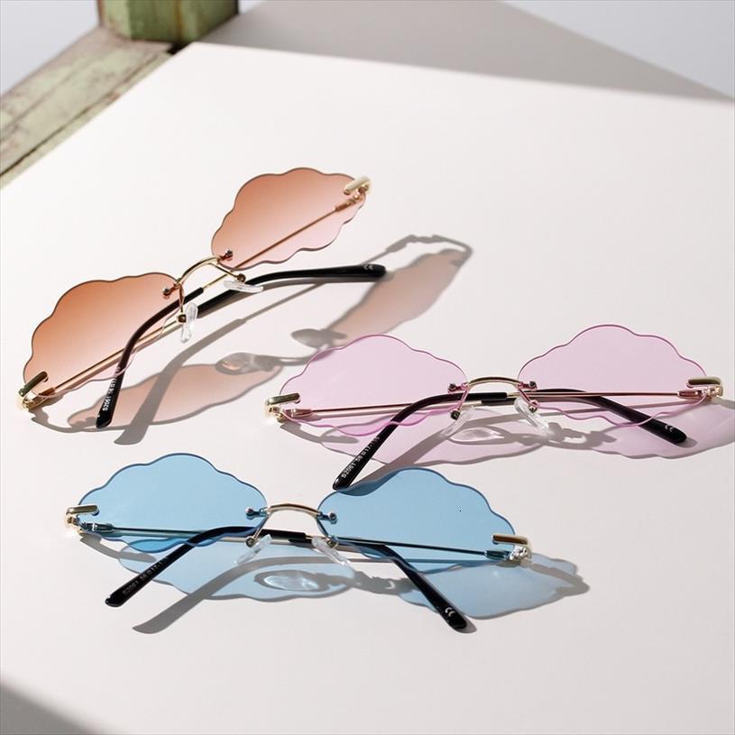 

fashion unique rimless cloud shape women sunglasses clear ocean lens eyewear ladies trending sun glasses lentes de sol mujer, White;black