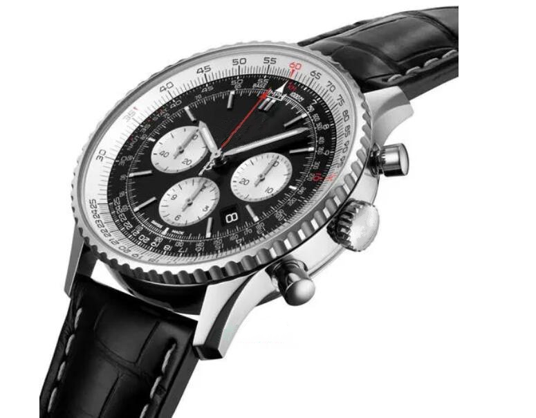 

High quality mans watch 45mm mechanical automatic Movement stainless steel watchcase man black leather strap watches 268