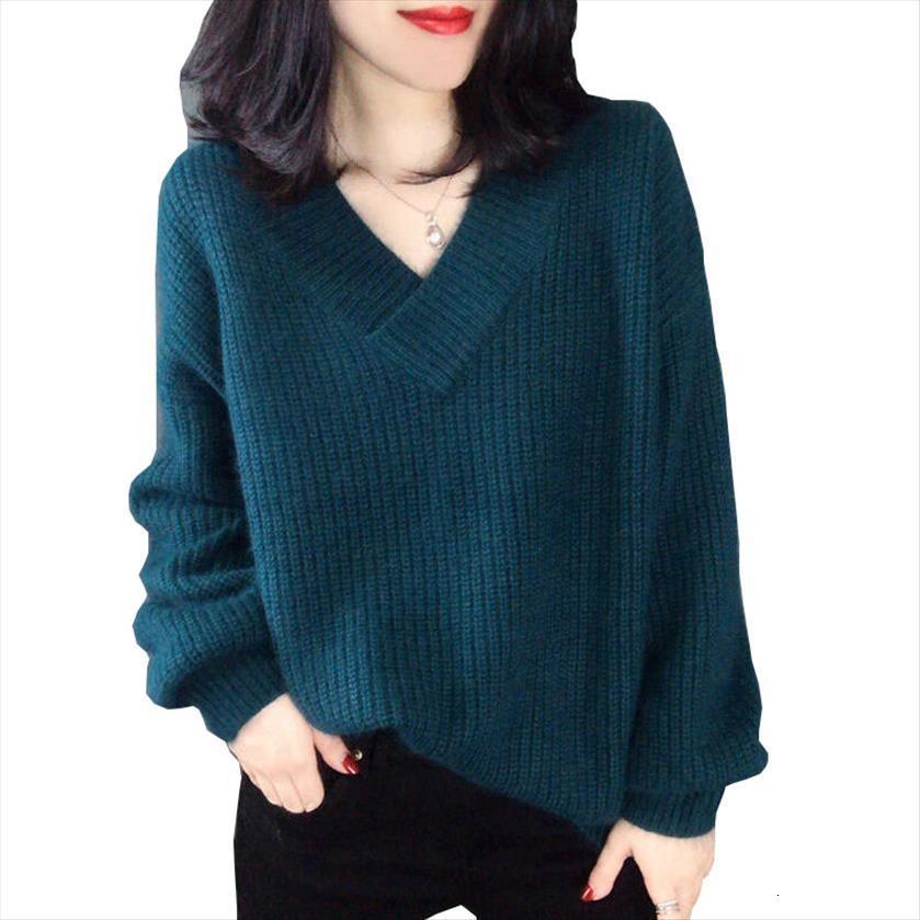 

v neck women autumn knitted womens sweater lantern sleeve cashmere female pullover solid ladies elegant pull femme ok340, White;black