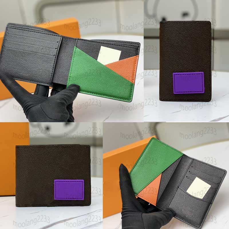 

Men Wallet Designer Wallets Fashion Two Color Pu Leather Women Short Purses High-Quality Credit Card Holder Long Receive Pocket With orange box M45789 M80523, Brown-card
