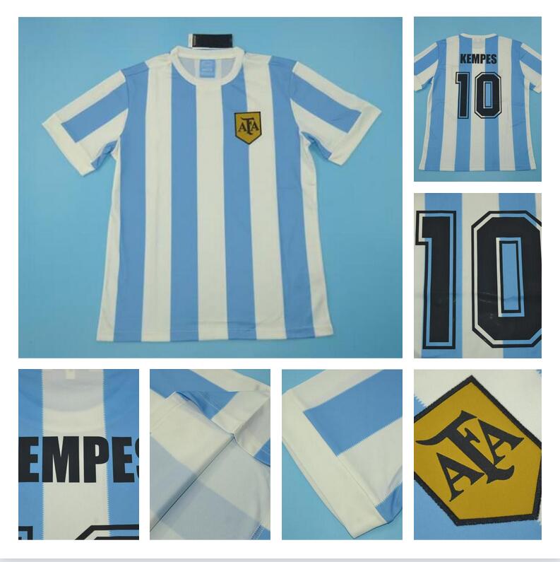 

1978 Argentina Retro Soccer Jerseys Kempes CANIGGIA Maradona 78 Vintage Football Shirts Classic home Camisetas de Futbol