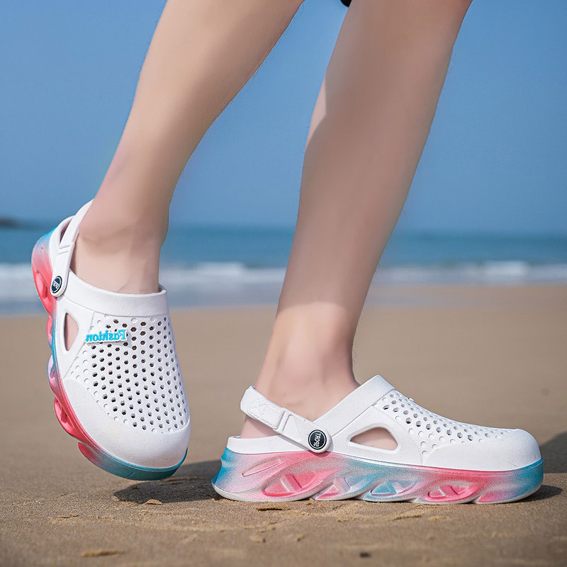 

Top Quality Mens Womens Trainer Sport Size Cross-border Summer Slippers Thick-soled Beach Shoes Couple Hole Shoe Outdoors Baotou Sandals Code:25LL-7790, 52659