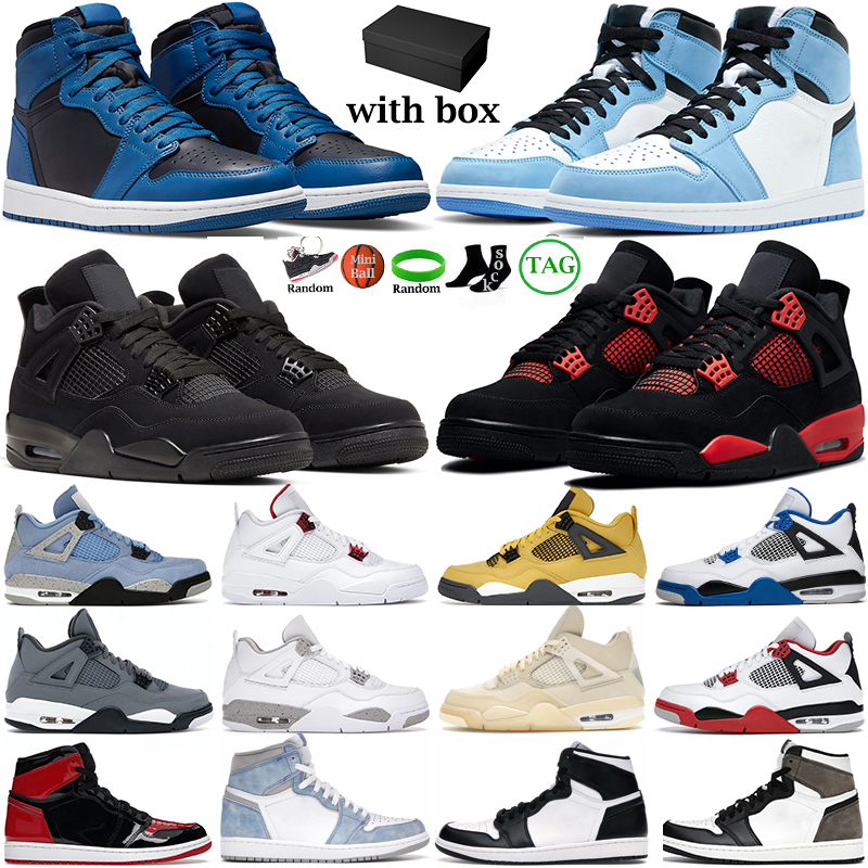 

men women basketball shoes 4 4s Black Cat Red Thunder White Oreo Tour Yellow 1s Patent Bred Dark Marina Blue Mocha University Obsidian mens sneakers, #11 36-47