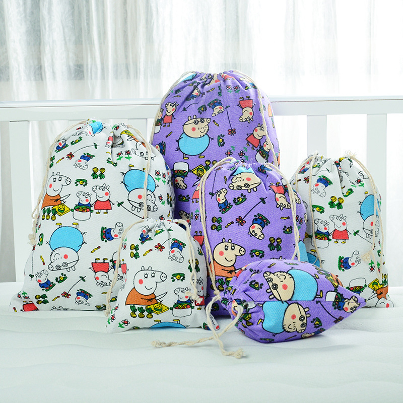 Piggy Canvas Cordon de cordon de poche Sac de rangement Vêtements Sac de finition Chaussures de voyage Chaussures de voyage Sign de Sous-vêtement