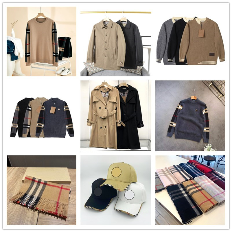 

Classical Men's Knitted Sweater Brand Men's Classic Knit Sweatshirt Vintage Plaid Designer Pullover Sweaters Jackets Caps Scarf, As picture