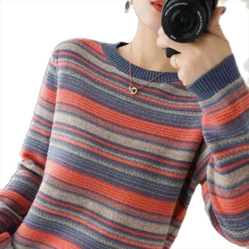 

Autumn Women Sweater Loose Knitted Sweater Casual Large Size Pullover Jumpers Female Outside Wearing Bottom Top, White;black