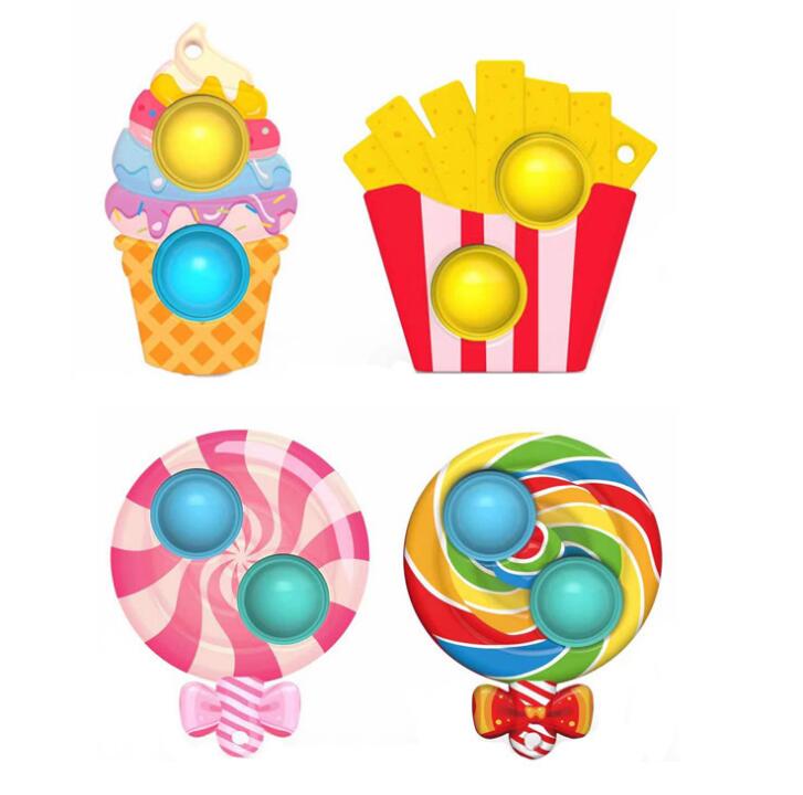 

Finger Toy Rainbow Unicorn Butterfly Flower Shape Push Fidget Bubble Toys Sensory Simple Dimple Key Ring Keychain Squeeze Bubbles Spinner