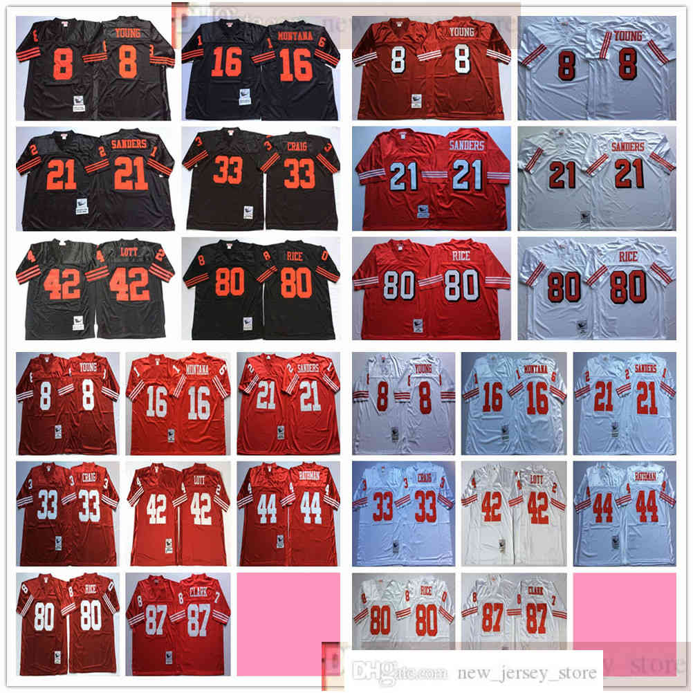 

NCAA Vintage 75th Retro College Football 8 Steve Young Jersey Stitched 16 Joe Montana 21 Deion Sanders 44 Tom Rathman Jerseys Red Black White, Other jerseys. tell me on order