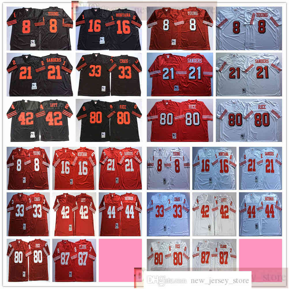 

NCAA Vintage 75th Retro College Football 8 Steve Young Jersey Stitched 16 Joe Montana 21 Deion Sanders 44 Tom Rathman Jerseys Red Black White, Black;red