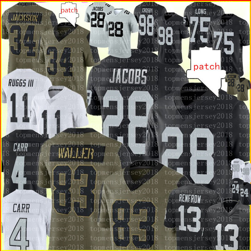 

83 Darren Waller Jersey 28 Josh Jacobs 4 Derek Carr Maxx Crosby Football Jerseys Henry Ruggs III Hunter Renfrow Bo Jackson Johnathan Abram Charles Woodson Howie Long, Men +patch {s-xxxl}