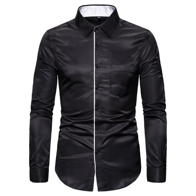 

2021 Mens Autumn Solid Color Shirts Male Long Sleeve Casual Business Shirt Tops Black White 10 Colors -5XL, White;black