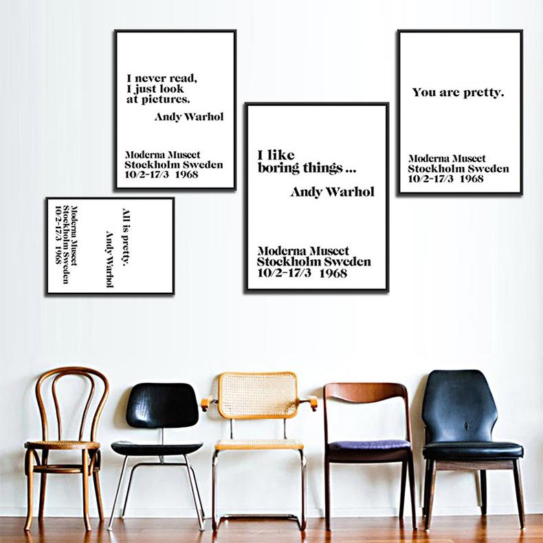 

Paintings Black White Minimalist Inspirational Andy Warhol Quotes Posters Prints Nordic Wall Arts Pictures Canvas Painting Home Decor