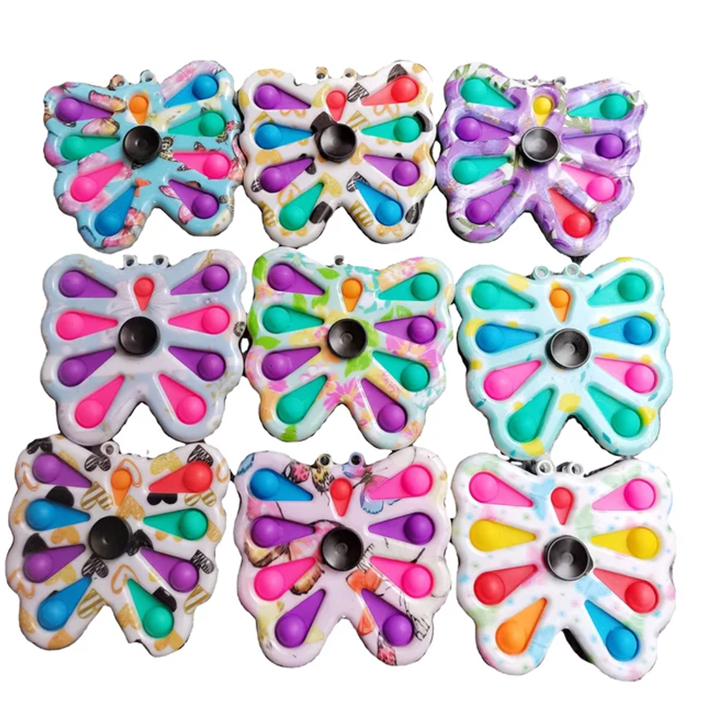 

Finger Bubble Press Board Toy Simple Dimple Spinner Keychain Anti Stress Relief Decompression Sensory Toys or Kids ADHD Anxiety Tie Dye