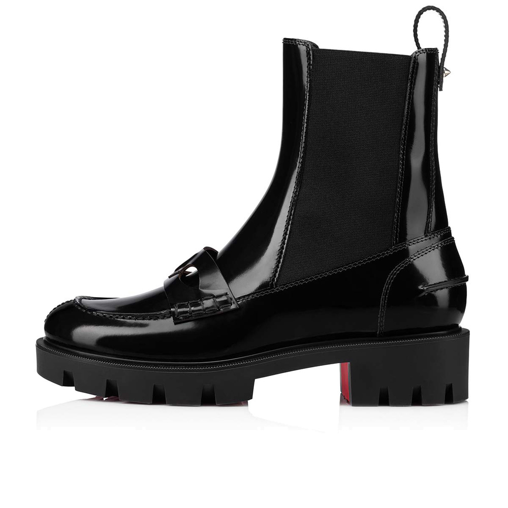 

Luxury Classic Men Women Ankle Boots Red Bottom Montezu Lug Flat Bootes Patent Leather Designer Thick-Soled Desert Martin Bootis Wedding Party Unisex Short Booties, #1