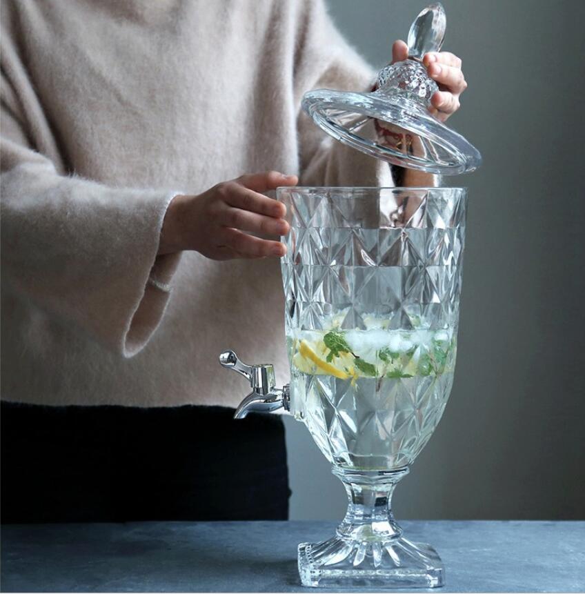 Glass juice water Bottles Retro large Kitchen Drinkware capacity jar cold bar KTV self service beer kettle-image-733065233