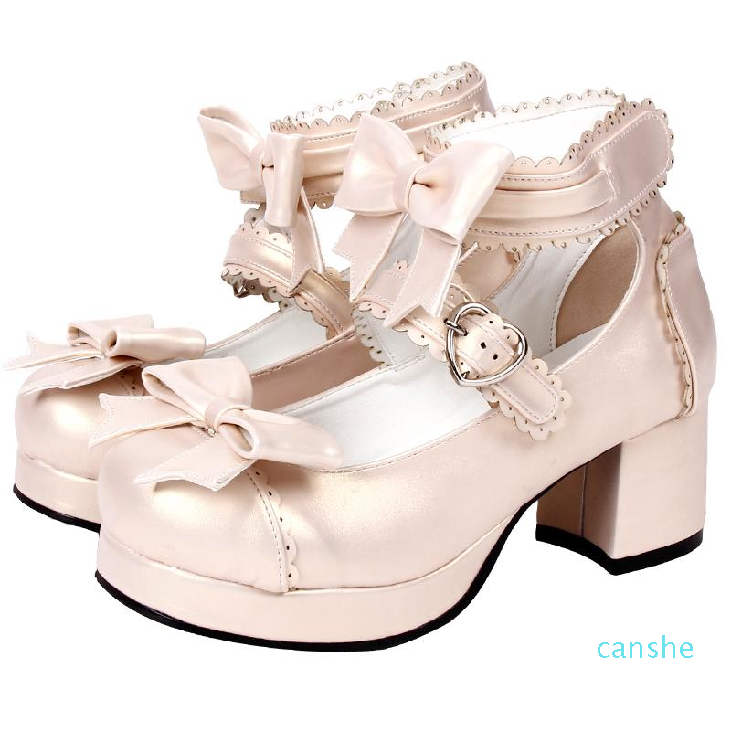 

fashion-Dress Shoes Angelic Imprint Fashion Woman Girl Lolita Cosplay Lady High Heels Wedges Pumps Women Party Princess, As picture