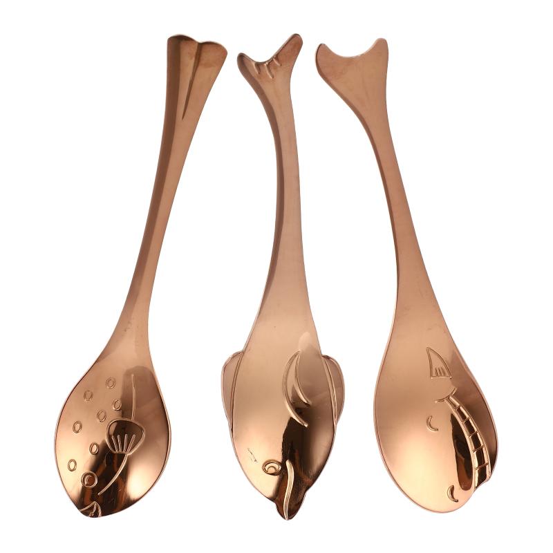 

Stud 3Pcs Coffee Scoops Dessert Spoons Fruit Creative Stirring (Rose Gold), Golden;silver