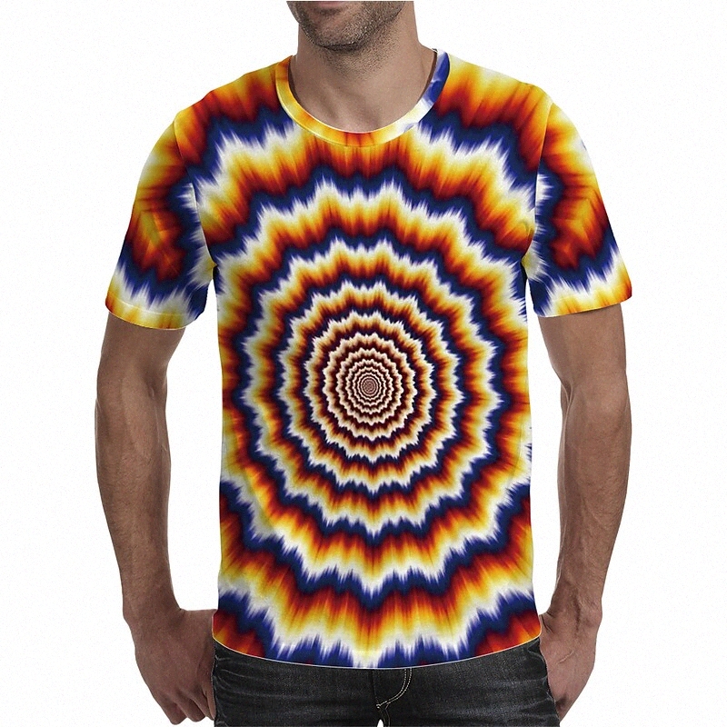 Men's Daily T shirt 3D Print Graphic Plus Size Print Short Sleeve Tops Elegant Exaggerated Round Neck Rainbow k1Gi#
