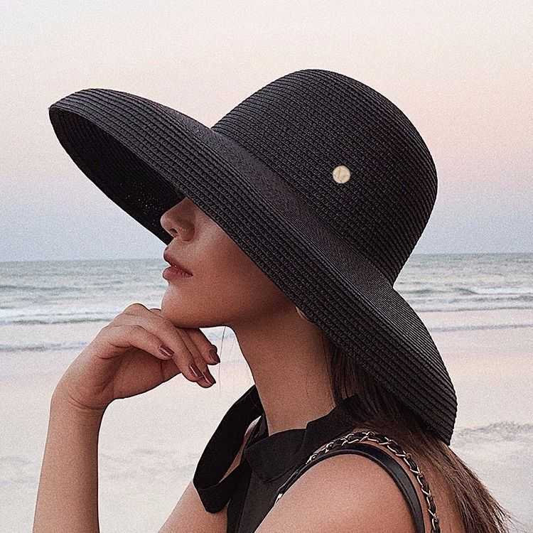 

French retro big brim Hepburn hat female small fresh online celebrity holiday seaside beach straw hat sun visor