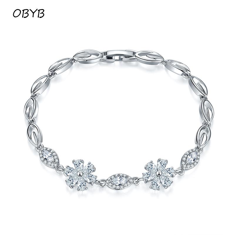 

Link, Chain Korean Design Fashion Jewelry High-end Luxury Flower Zircon Irregular Sweet Couples Female Prom Party Bracelet